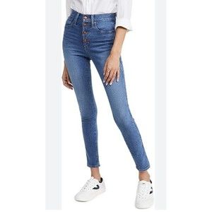 Madewell 10" High-Rise Skinny Leg Jeans Women's Blue Denim Raw Hem